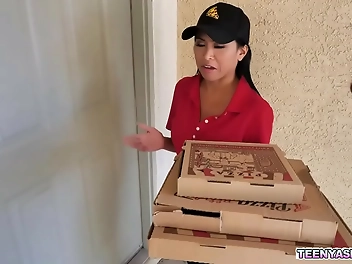 Jay Romero and Rion King s Pizza Party with a Steaming Hot Threesome Surprise Delivered by Ember Snow