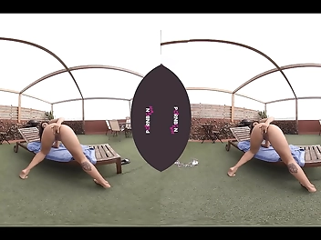 Japanese Teen Jade Presley Squirts All Over Terrace in Virtual Reality - 4K 3D & Only at PornBCN!