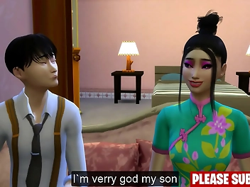 Intimate Relations: Japanese Lesbian Stepmom and Daughter s Threesome with Stepbrother