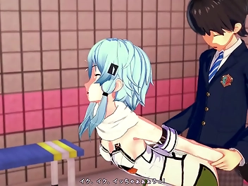 JAV Sweetheart Sinon Swallows Sausage and Gets Double Penetrated in Sword Art Online 3D Hentai