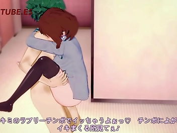 JAV Hentai: Boku No Hero Academia - Luscious Midoriya Deku Fucks Slut Ochako Uraraka!