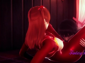 Japanese Hentai 3D - Luscious Shinji & Enchantress Asuka Eat Each Other s Pussy and Cum on Each Other s Faces