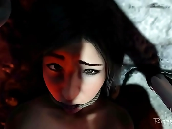 JAV Exclusive: Luscious Lara Croft Gets Fucked by Tifa in Part 3 of The Rope Dude s Kinky Rendezvous