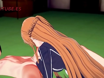 Japanese Anime Porn - Sword Art Online Hentai 3D: Asuna s Epic Handjob Blowjob with Cum Inside - Kirito s Fantasy Come True!
