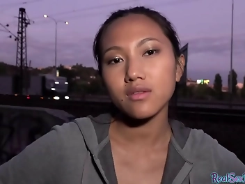 JAV Hottie Gets Public Doggy Style Outdoor Treat: A Luscious Asian Enchantress Seduces with Her Alluring Body