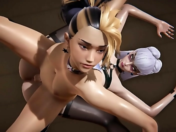 Get creamy with futanari Akali and her luscious cream pie filled by Evelynn in League of Legends