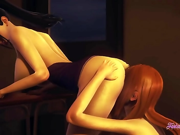 Wet and Wild: Lesbian Action in 3D - Nami and Nico Robin s Steamy Scisioring Session with Squirting and Cunnilingus!
