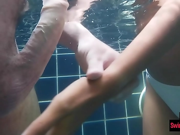 Thai Teen GF Sex in the Pool with Huge Cocked European Lover!