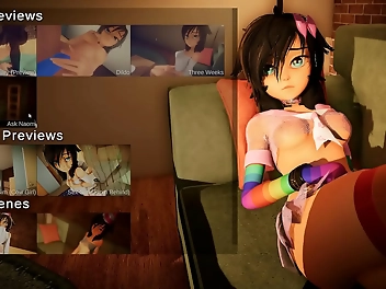 JAV Hentai Girl Enjoys a Massive Dildo in Rainbow-Themed Orgy