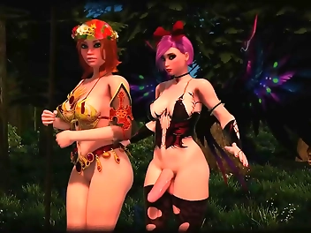 Futanari Shemale Fairy and Amazon Lesbian Sex in the Forest - A 3D Animated Cartoon