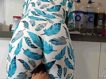 JAV hottie gets drilled by stepdad in the kitchen while mom s away