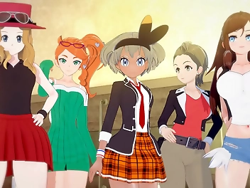 Unleash Your Wild Side with 5 Poke Girls in a Steamy Sex Party! Serena Sonia Hilda Bea and Alexa Take the Lead!