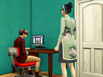 Caught Red-Handed: Asian Stepmom Helps Her Stepson Satisfy His Urges With a Sexy Romp