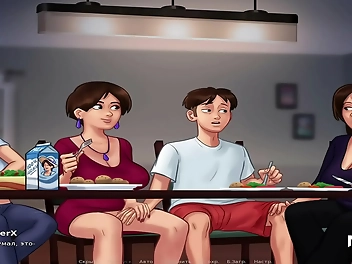 JAV Summertime Saga: Two Luscious MILFs Play with Handles Under the Table - Episode 64