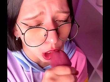 JAV Princess in Glasses Takes Down Her Panties for a Luscious Blowjob After Class