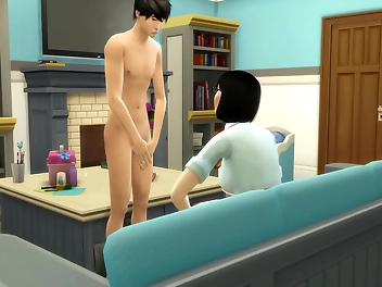 Asian Step-mom Catches Virgin Stepson Masturbating and Teaches Him How to Have Sex for the First Time