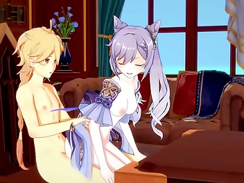 JAV Hottie Ganyu Gets Blown Away by Aether s Huge Cock in Mind-Blowing Hentai Sex